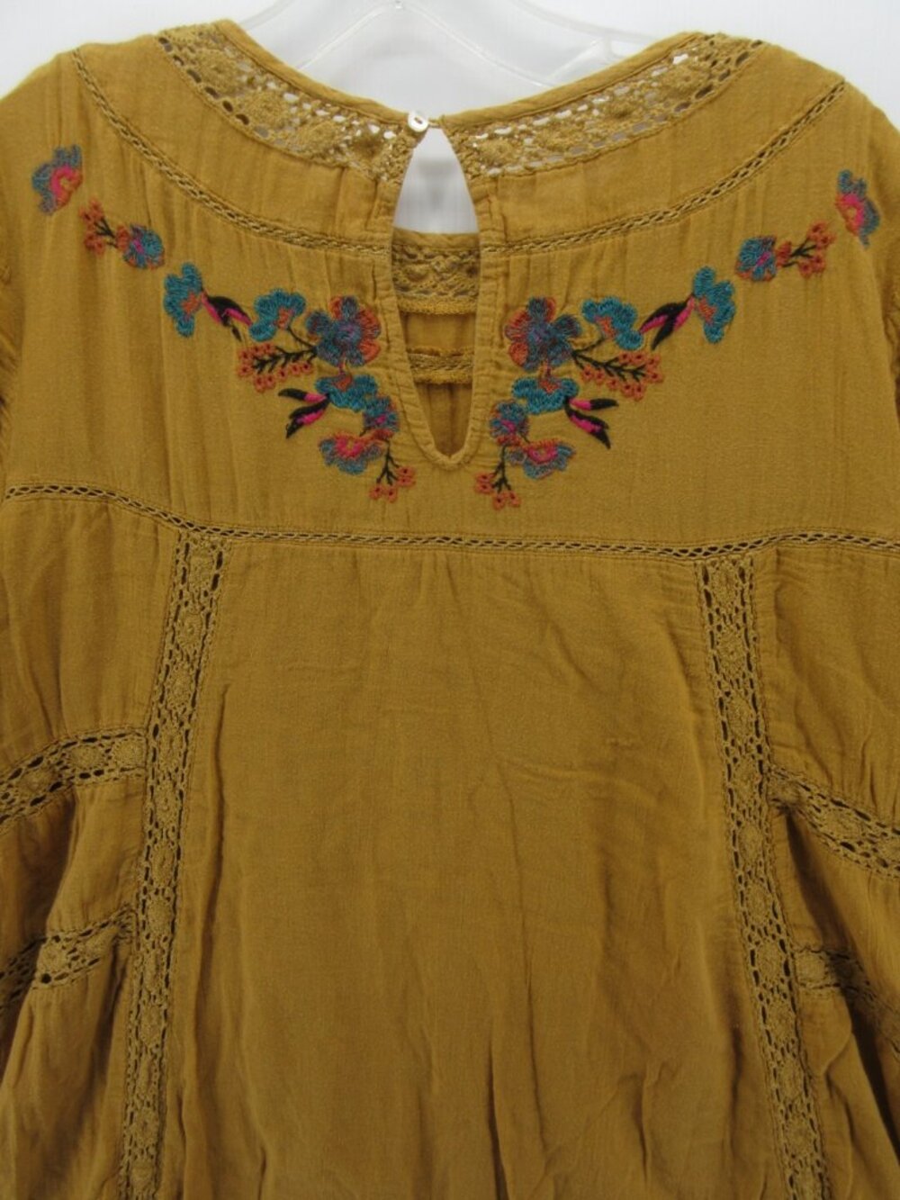 Free People Mustard Embroidered Mini Dress - Picture 8 of 11